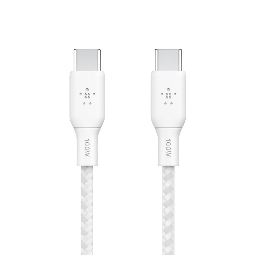 Belkin BoostCharge Braided USB-C to USB-C Power Cable (3M, 10ft), Fast Charging Cable w/ 100W Power Delivery, USB-IF Certified for iPhone 15, MacBook, Chromebook, Samsung Galaxy, & More - White Belkin BoostCharge Braided USB-C to USB-C Power Cable (3M, 10ft), Fast Charging Cable w/ 100W Power Delivery, USB-IF Certified for iPhone 15, MacBook, Chromebook, Samsung Galaxy, & More - White